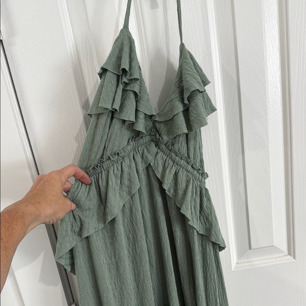 Free people beach halter dressing sahe green